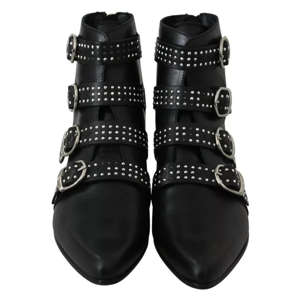 Dondup Black Fashion Buckled Zipper Ankle Boots Shoes LA8385-37