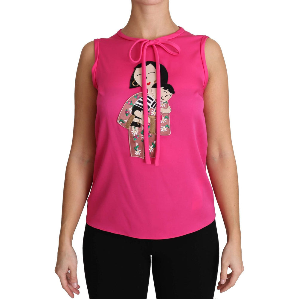 Dolce & Gabbana Pink Family Silk Tank Mama Blouse Top Shirt TSH3161-38