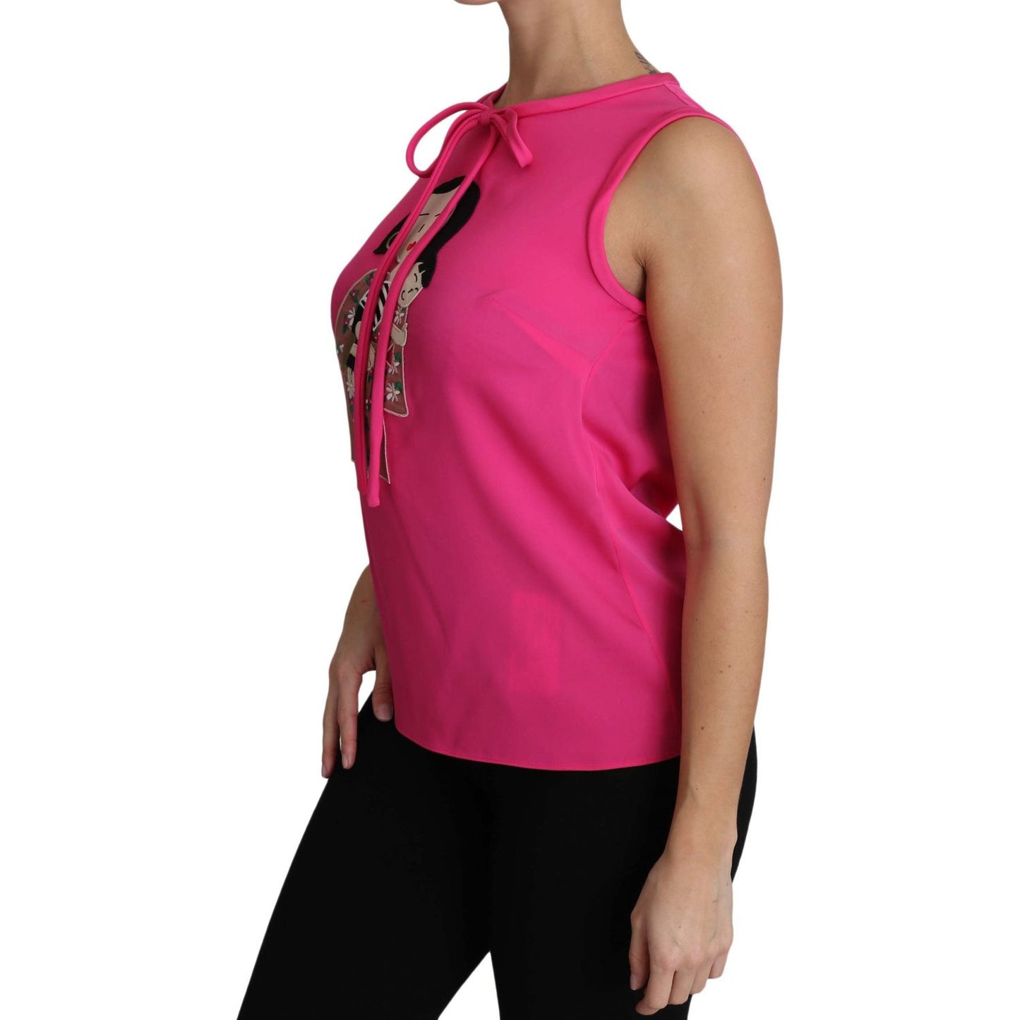 Dolce & Gabbana Pink Family Silk Tank Mama Blouse Top Shirt TSH3161-38