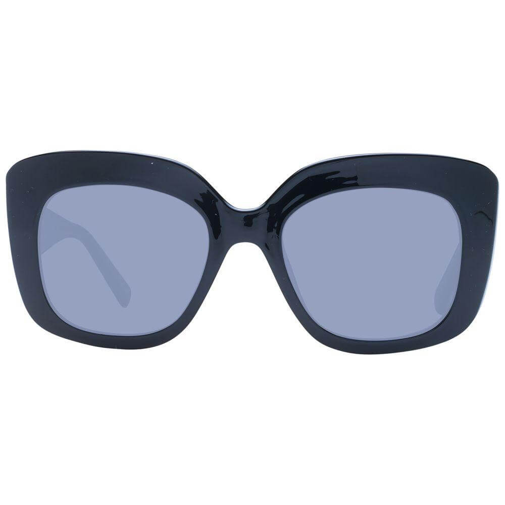 Ted Baker women's black acetate sunglasses with grey square lenses, offering 100% UVA & UVB protection in a full-rim style.