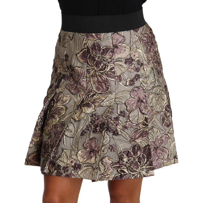 Dolce & Gabbana A-Line Mini Floral Print Jaquard Skirt PAN61031#2-40