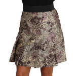 Dolce & Gabbana A-Line Mini Floral Print Jaquard Skirt PAN61031#2-40