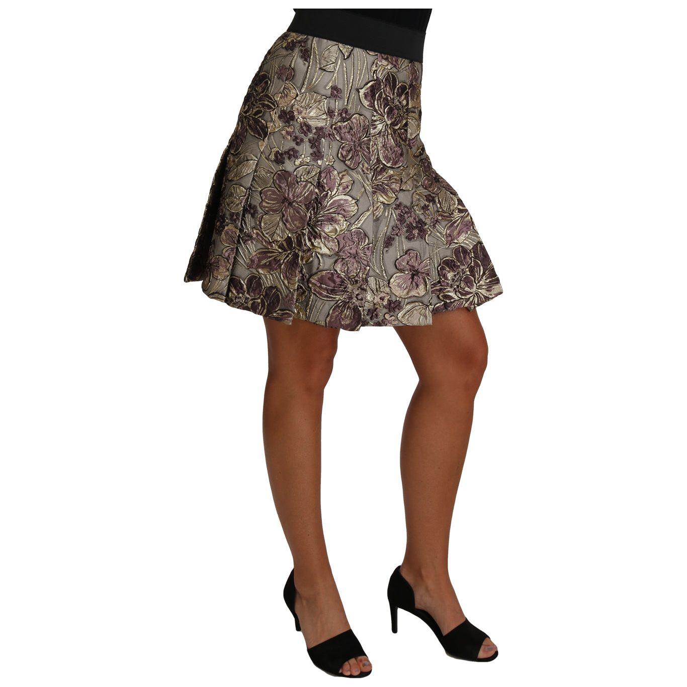 Dolce & Gabbana A-Line Mini Floral Print Jaquard Skirt PAN61031#2-40