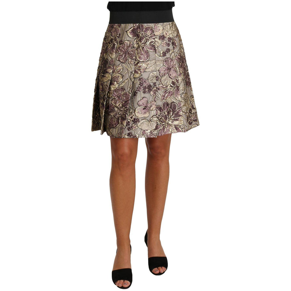Dolce & Gabbana A-Line Mini Floral Print Jaquard Skirt SKI1148-42