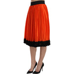 Dolce & Gabbana Orange High Waist Knee Length Skirt SKI1165-40