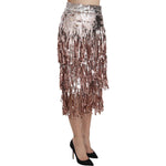 Dolce & Gabbana Sequin Embellished Fringe Midi Pencil Skirt SKI1173-44