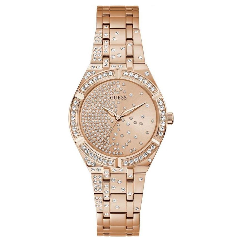 Guess Multicolor Stainless Steel Watch with pink quartz analog display, pink stainless steel bracelet, and 36mm dial.