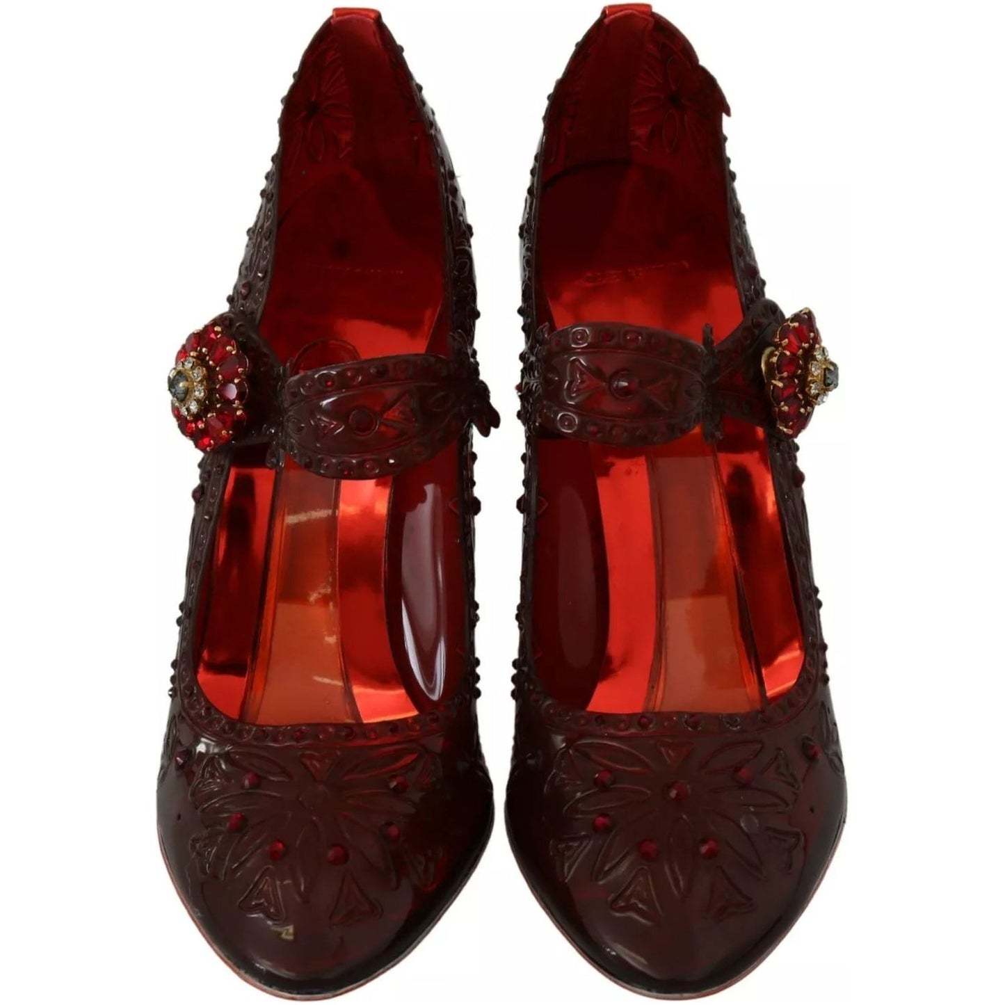 Dolce & Gabbana Red Floral Crystal Heels CINDERELLA Shoes LA7284-38.5