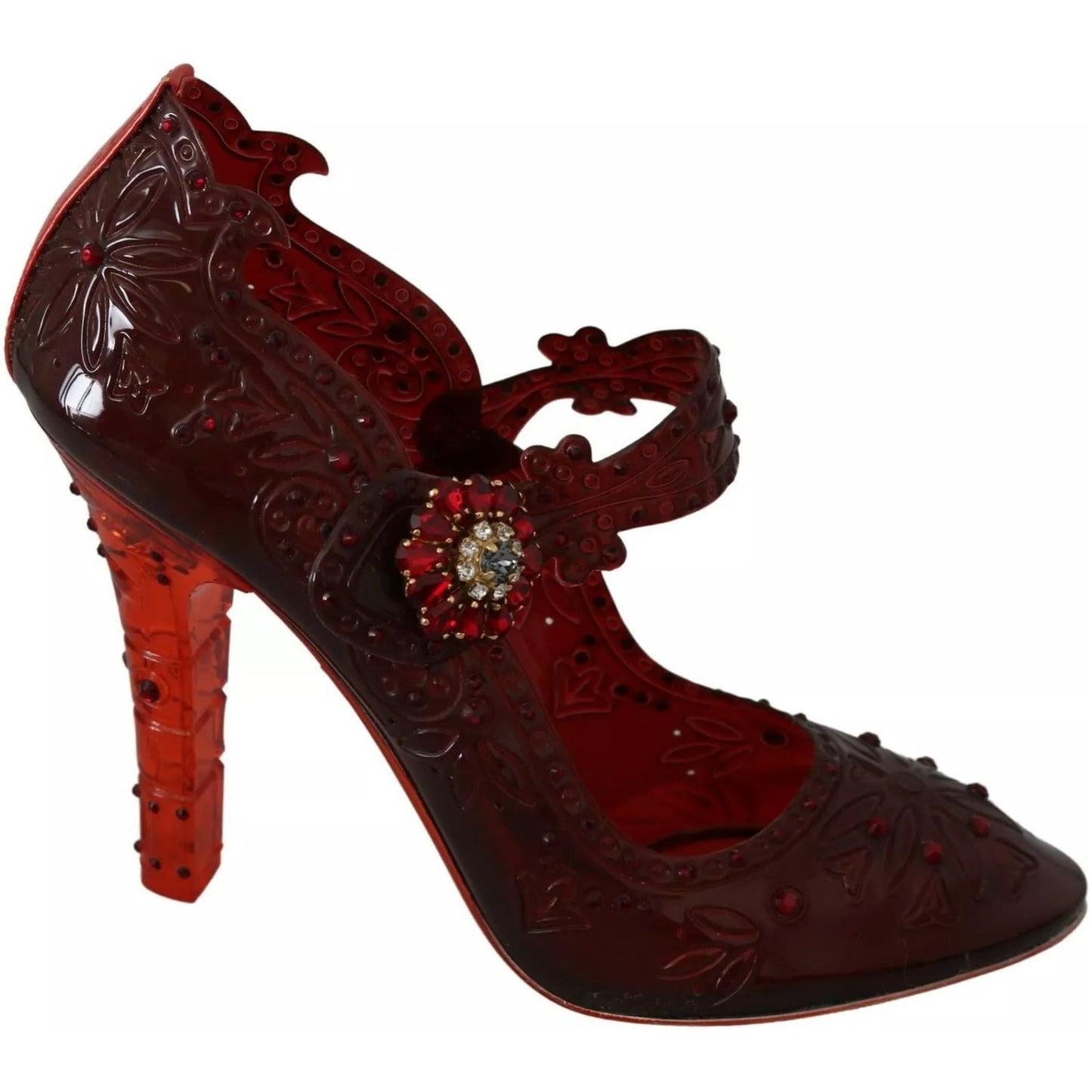 Dolce & Gabbana Red Floral Crystal Heels CINDERELLA Shoes LA7284-38.5