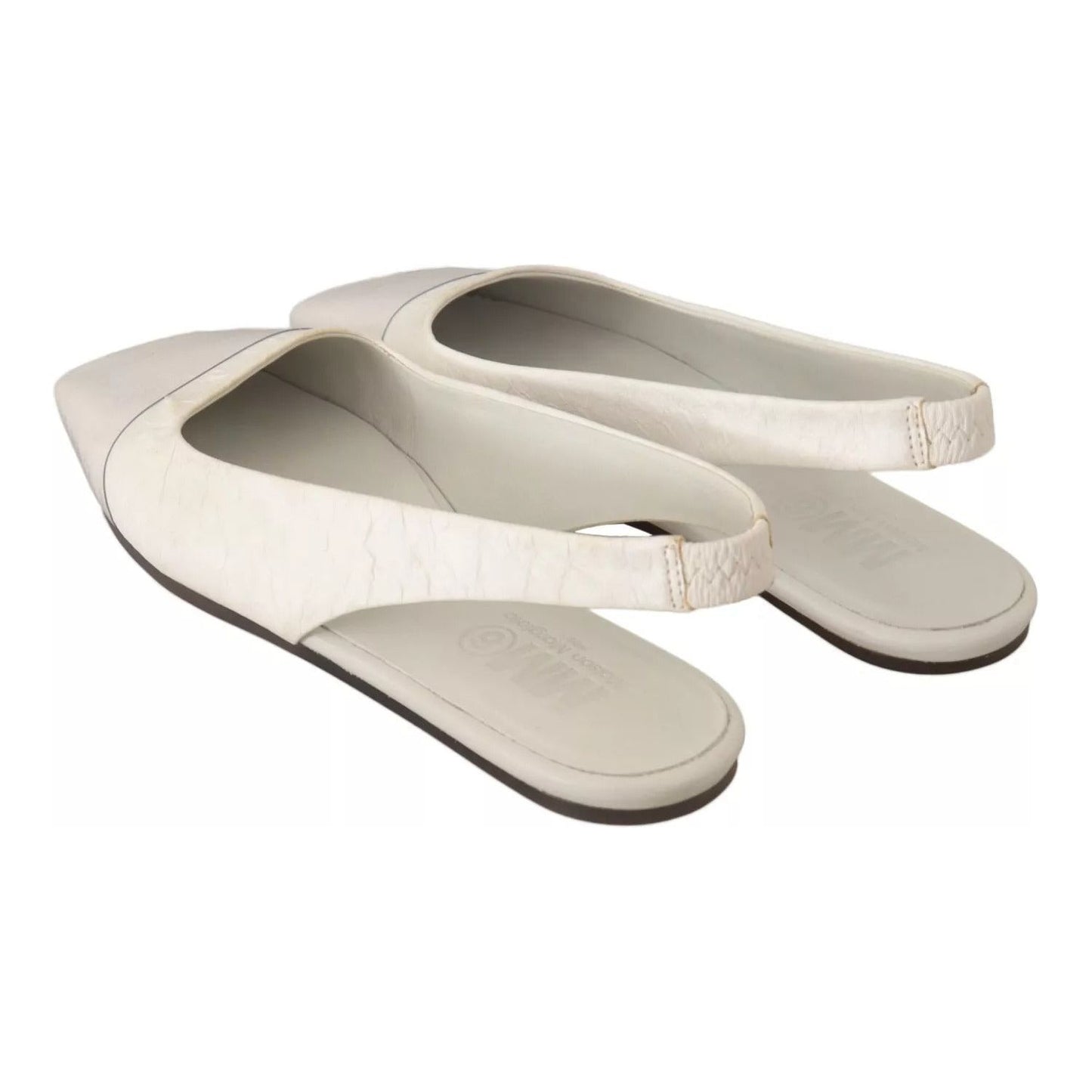 Maison Margiela White Leather Slingback Slip On Flats Shoes LA9540-37