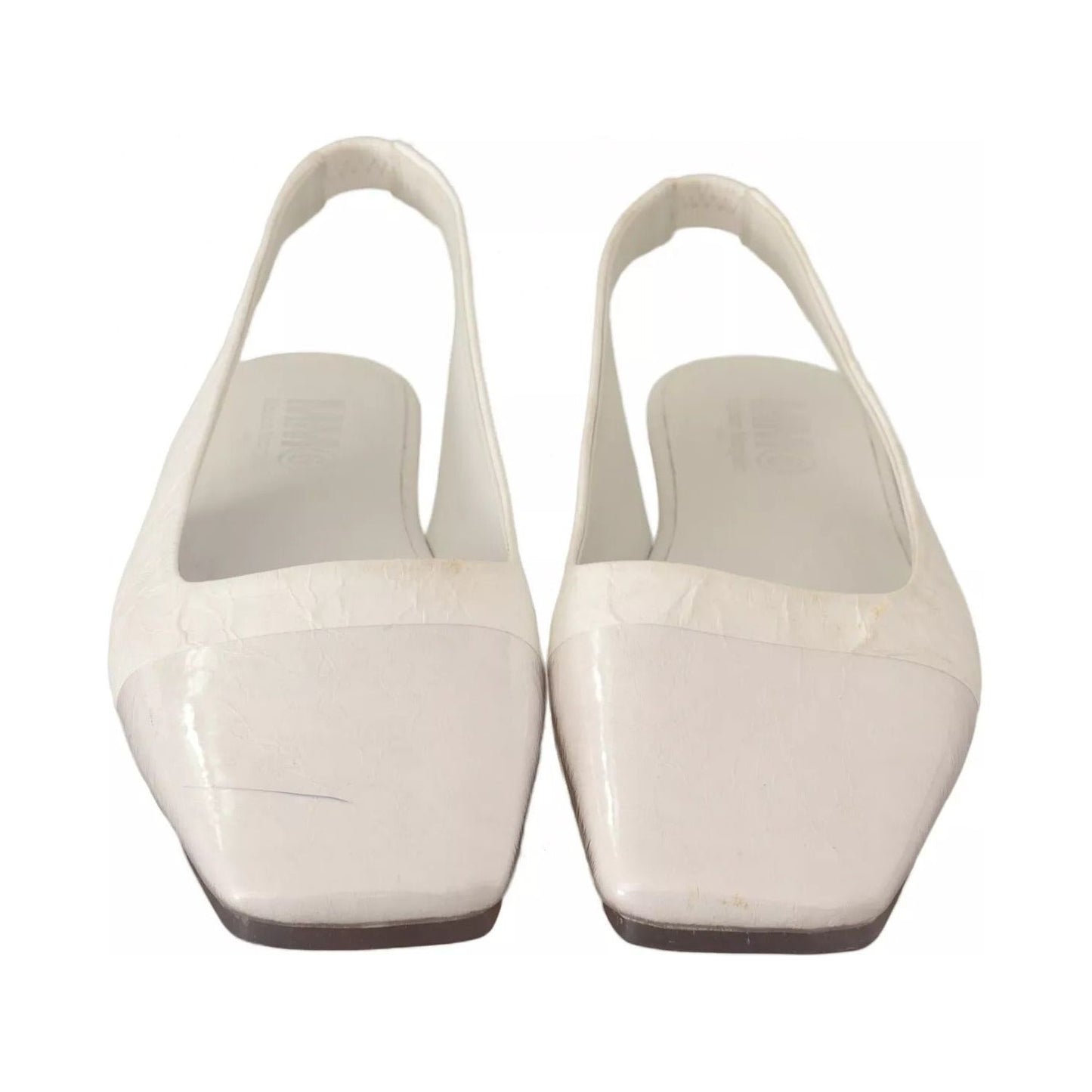 Maison Margiela White Leather Slingback Slip On Flats Shoes LA9540-37