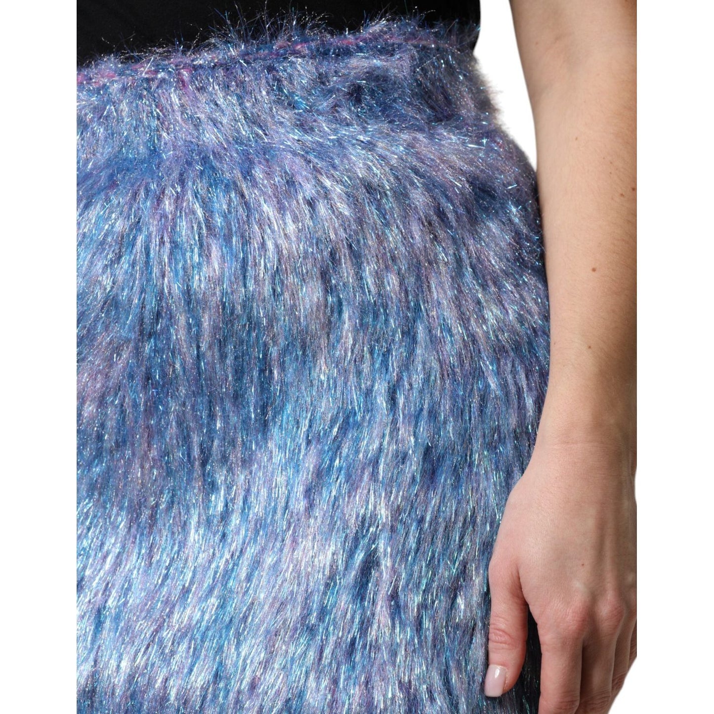 Dolce & Gabbana Multicolor Plush Fabric High Waist Mini Skirt SKI2060-40