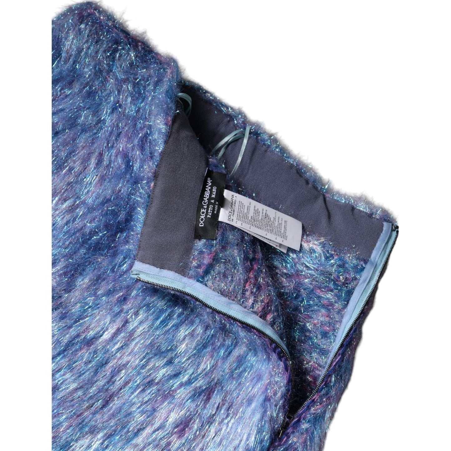 Dolce & Gabbana Multicolor Plush High Waist Mini Skirt SKI2076-36