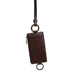 Dolce & Gabbana Brown Calf Leather Lanyard Logo Card Holder Wallet BAG4300