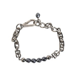 Dolce & Gabbana Silver Tone Chain Lobster Clasp Logo Gray Pearls Bracelet SMY101340