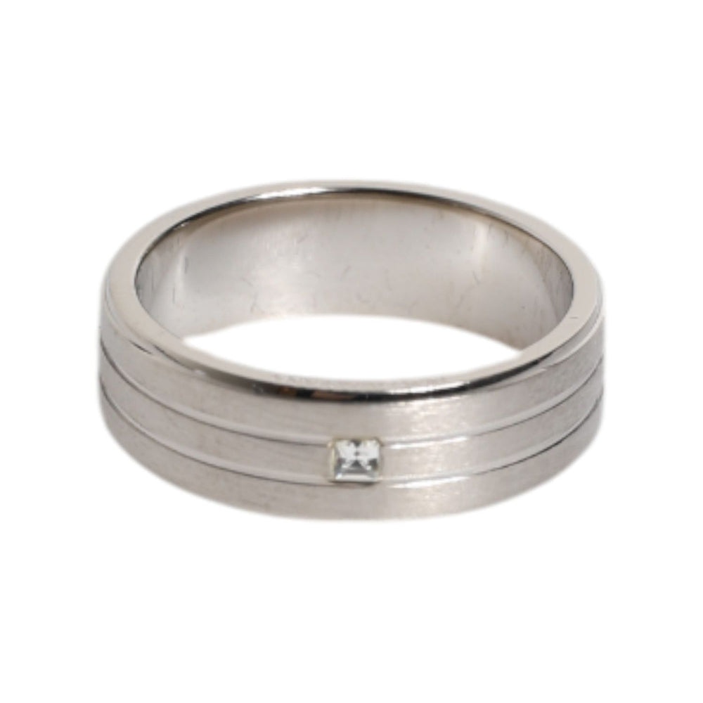 Dolce & Gabbana Silver Tone Brass Clear Crystal DG Logo Ring SMY10634-56