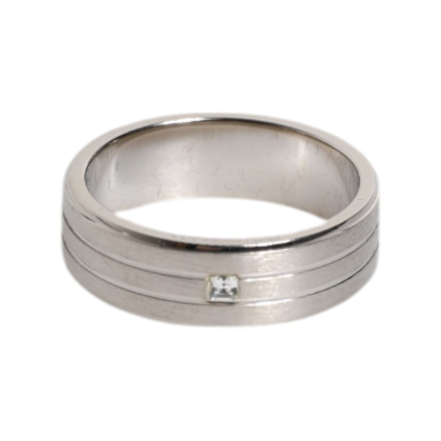 Dolce & Gabbana Silver Tone Brass Clear Crystal DG Logo Ring SMY10634-56