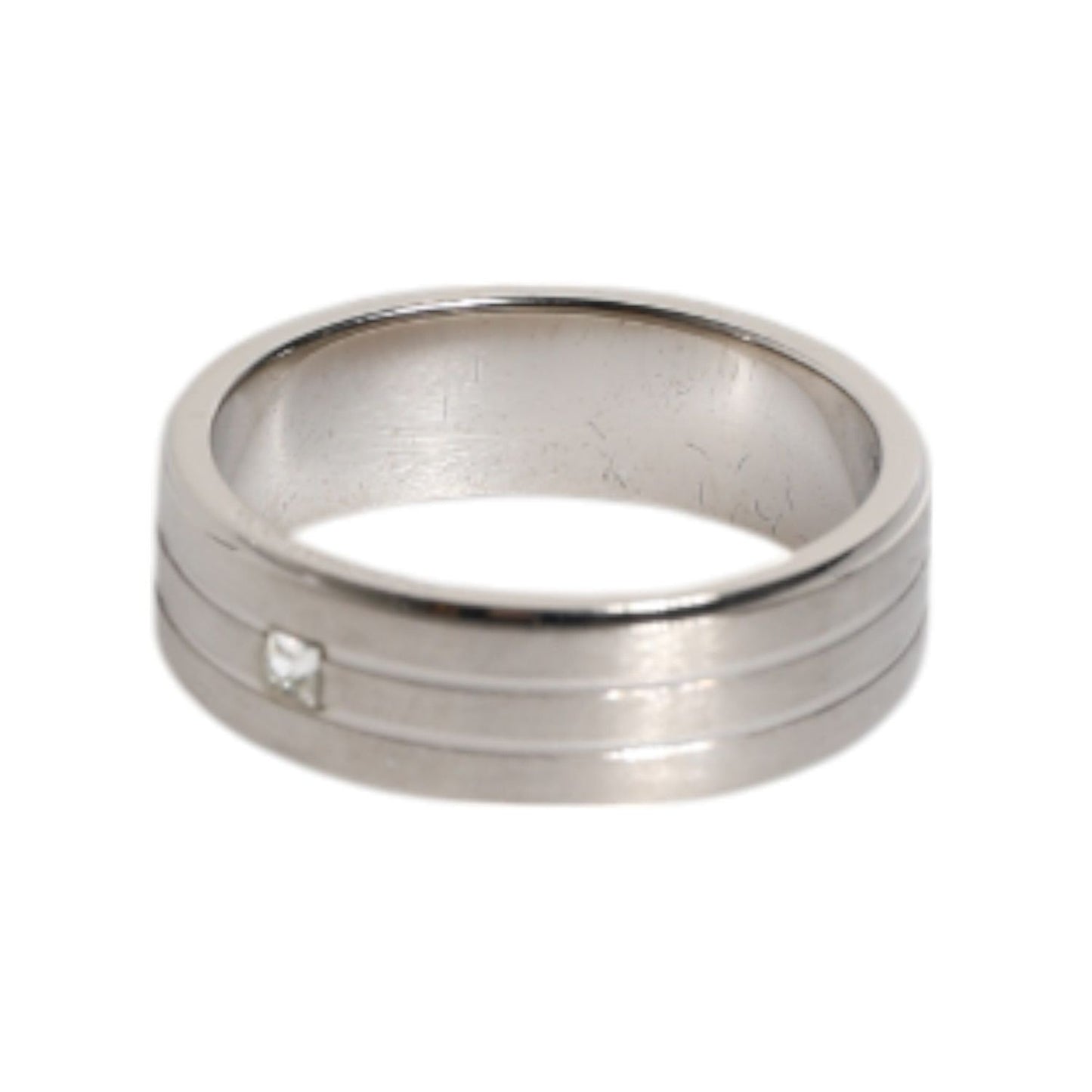 Dolce & Gabbana Silver Tone Brass Clear Crystal DG Logo Ring SMY10634-56