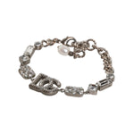 Dolce & Gabbana Silver Brass Crystal DG Logo Charm Embellished Bracelet SMY10572