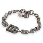 Dolce & Gabbana Silver Brass Crystal DG Logo Charm Embellished Bracelet SMY10572