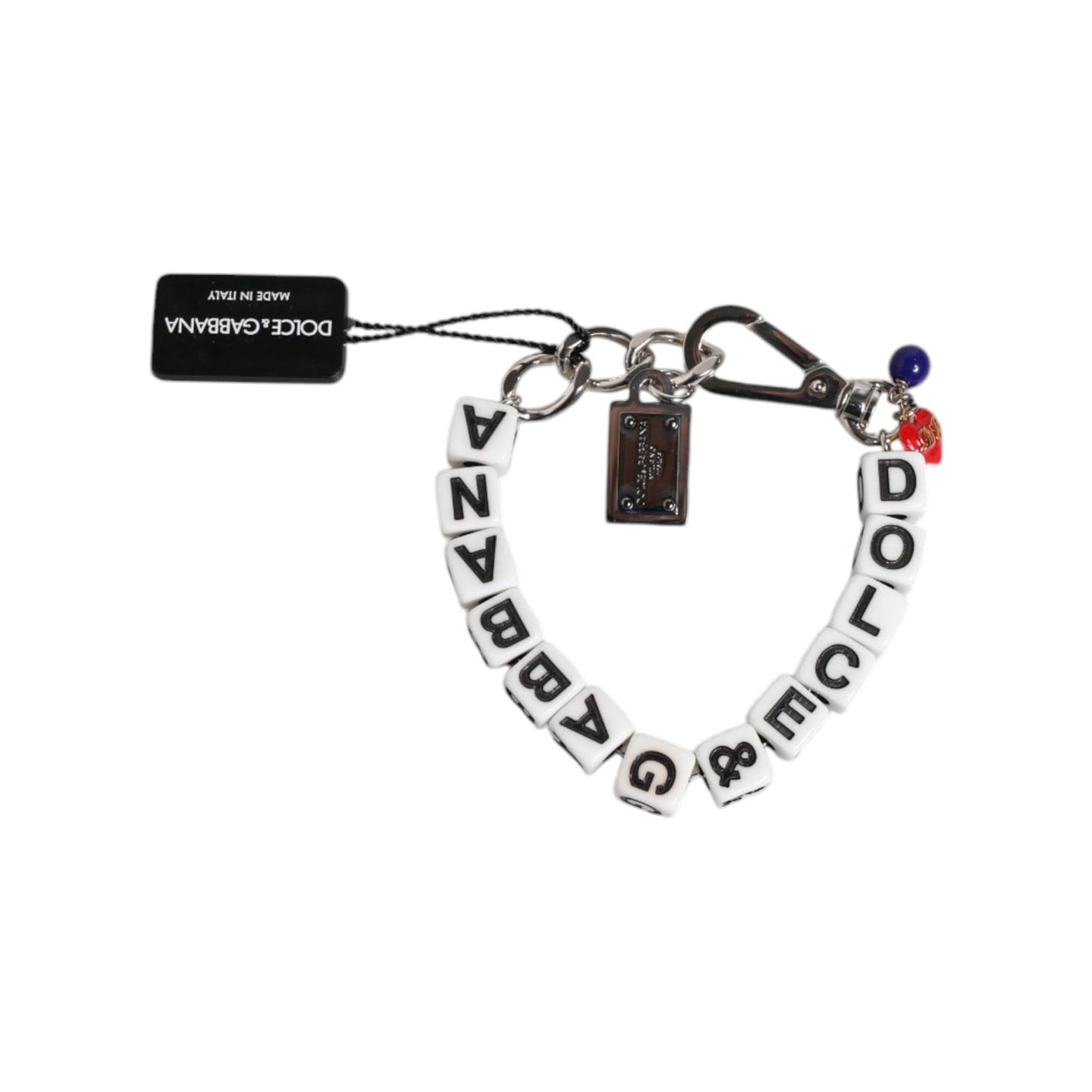 Dolce & Gabbana Silver Brass Chain Dice Logo Embellished Charm Bracelet SMY10684