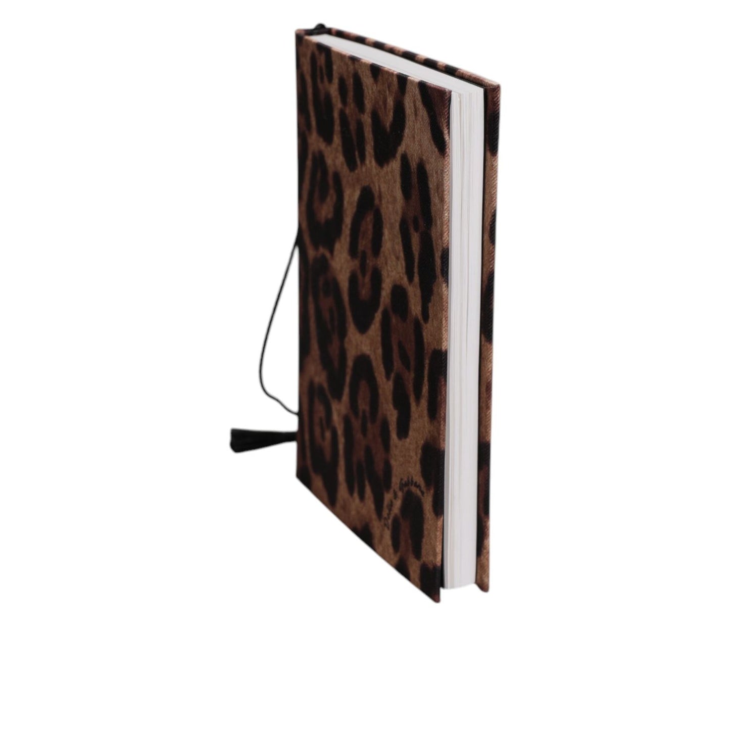 Dolce & Gabbana Brown Black Polyester Leopard Logo Print Small Notebook SMY10588