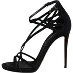 Dolce & Gabbana Black Leather Stiletto Heels Sandals Shoes LA12513-39