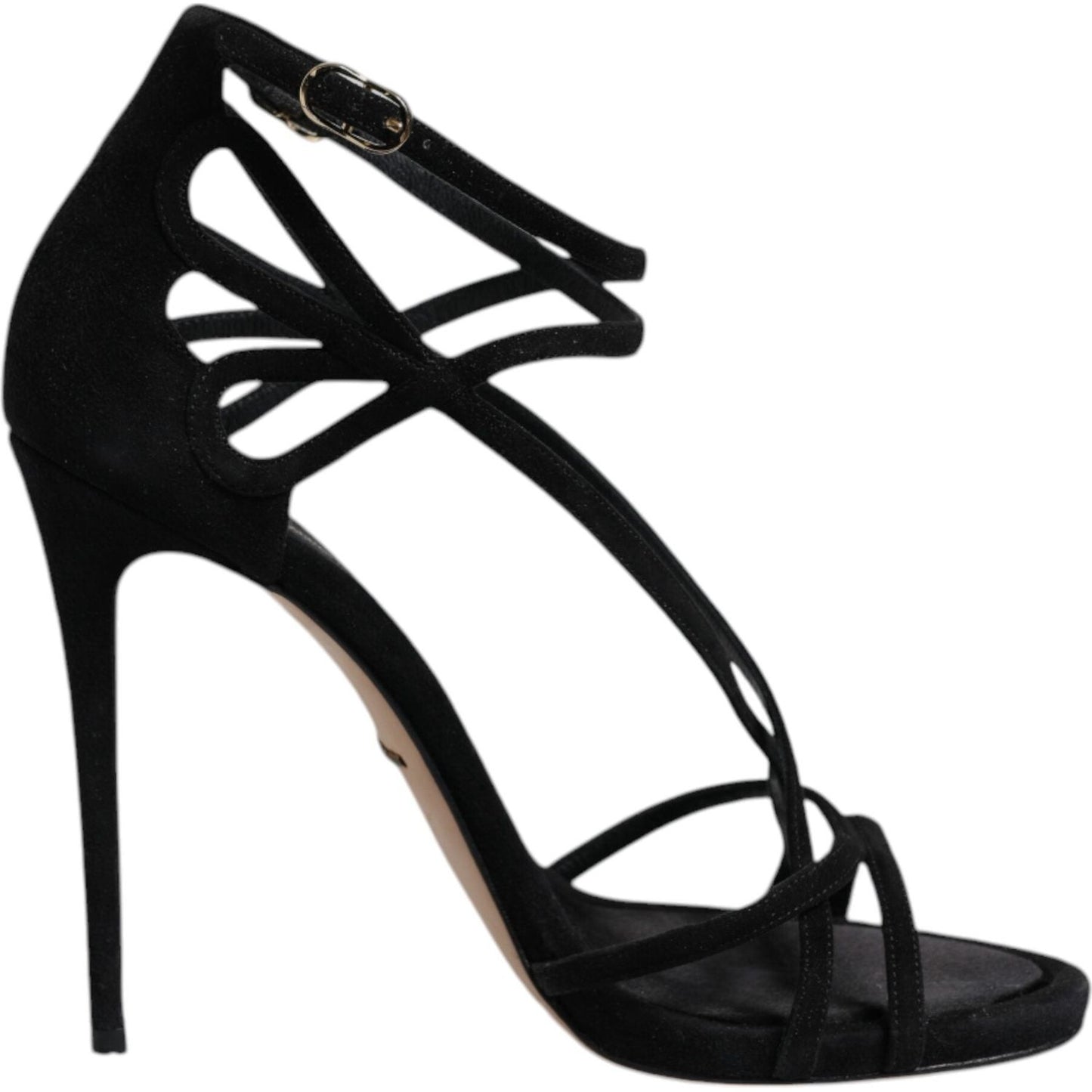 Dolce & Gabbana Black Leather Stiletto Heels Sandals Shoes LA12513-39