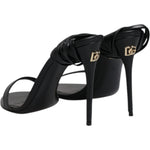 Dolce & Gabbana Black Leather Stiletto Heels Sandals Shoes LA12523-38