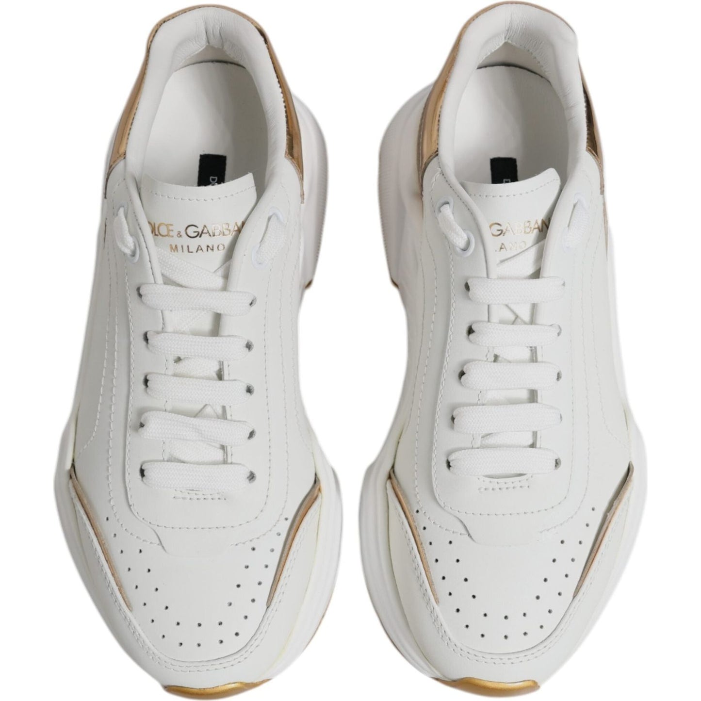 Dolce & Gabbana White Gold Daymaster Low Top Sneakers Shoes LA12518-40