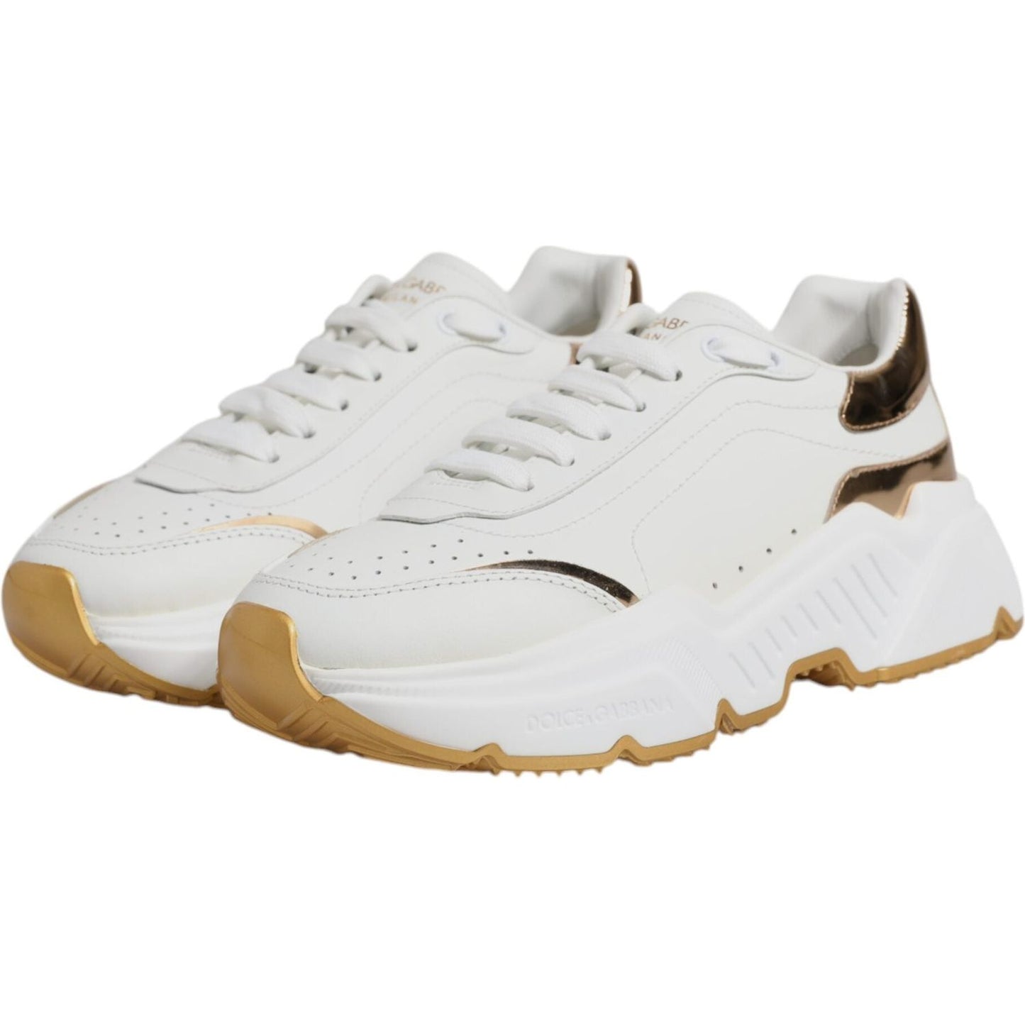 Dolce & Gabbana White Gold Daymaster Low Top Sneakers Shoes LA12518-40