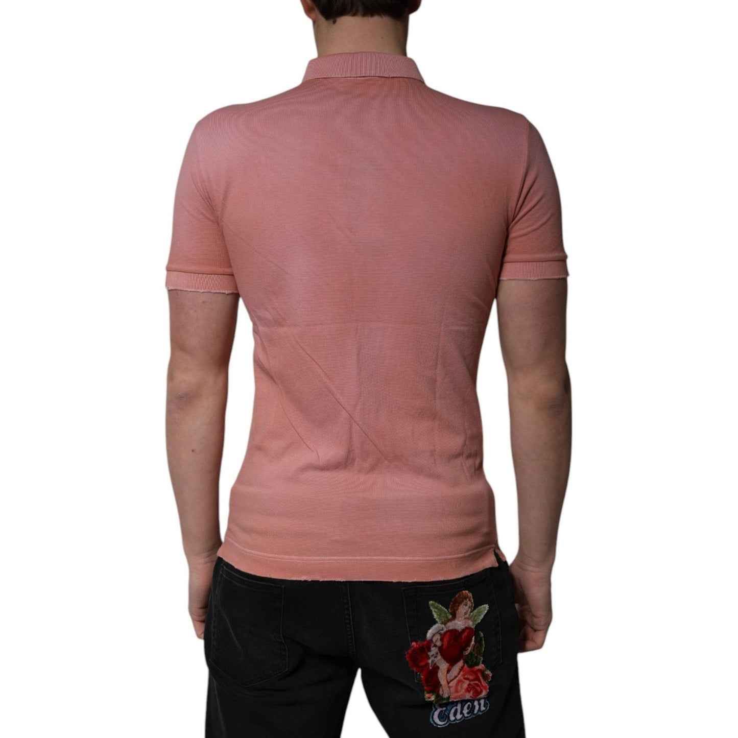 Dolce & Gabbana Pink Cotton Crown Collared Polo T-shirt TSH86460-44