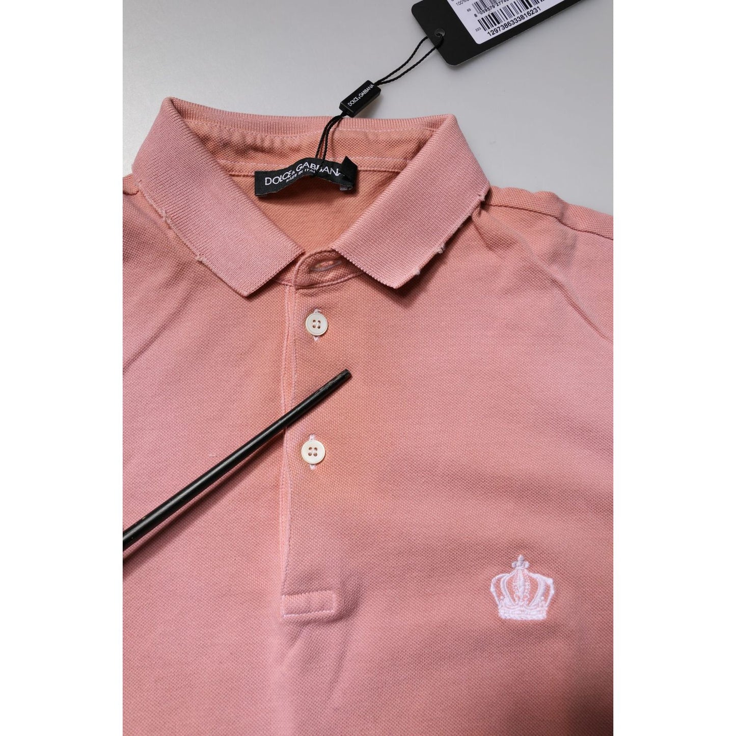 Dolce & Gabbana Pink Cotton Crown Collared Polo T-shirt TSH86460-44
