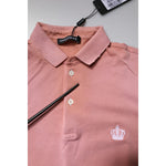 Dolce & Gabbana Pink Cotton Crown Collared Polo T-shirt TSH86460-44