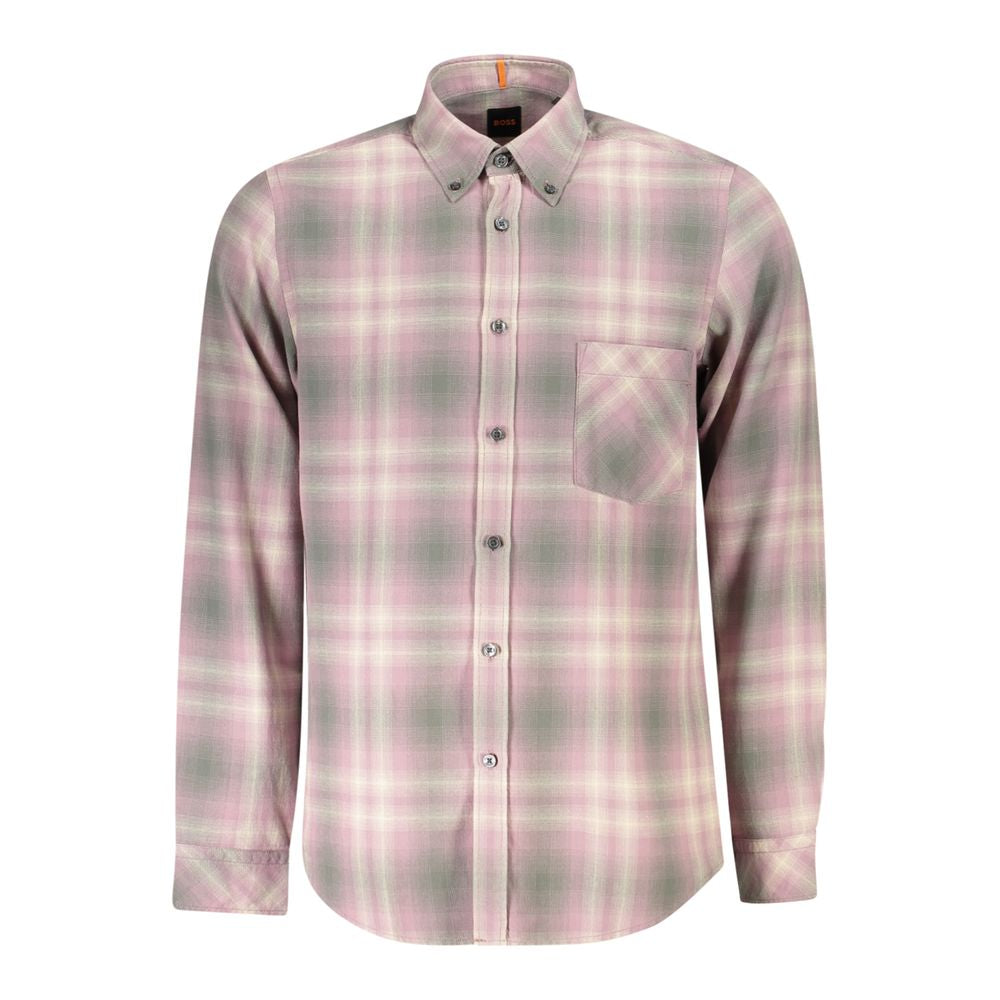 Hugo Boss Pink Cotton Men Shirt BO-34549-XS
