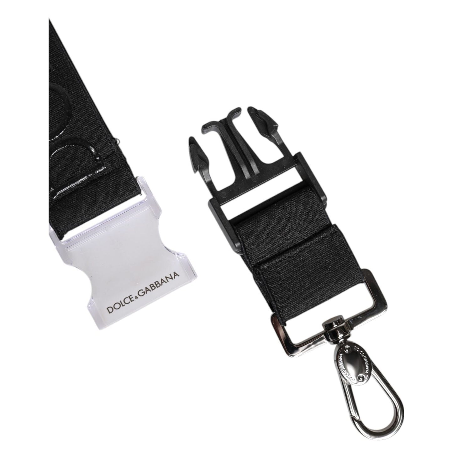 Dolce & Gabbana Black Stretch Polyester Rubberised DG Logo Keychain