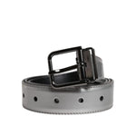 Dolce & Gabbana Silver Leather Classic Metal Logo Buckle Belt BEL9310-90