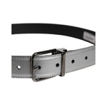 Dolce & Gabbana Silver Leather Classic Metal Logo Buckle Belt BEL9310-90