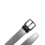 Dolce & Gabbana Silver Leather Classic Metal Logo Buckle Belt BEL9310-90