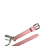 Dolce & Gabbana Pink Embelished Roses Textured Leather Belt WMB474-40