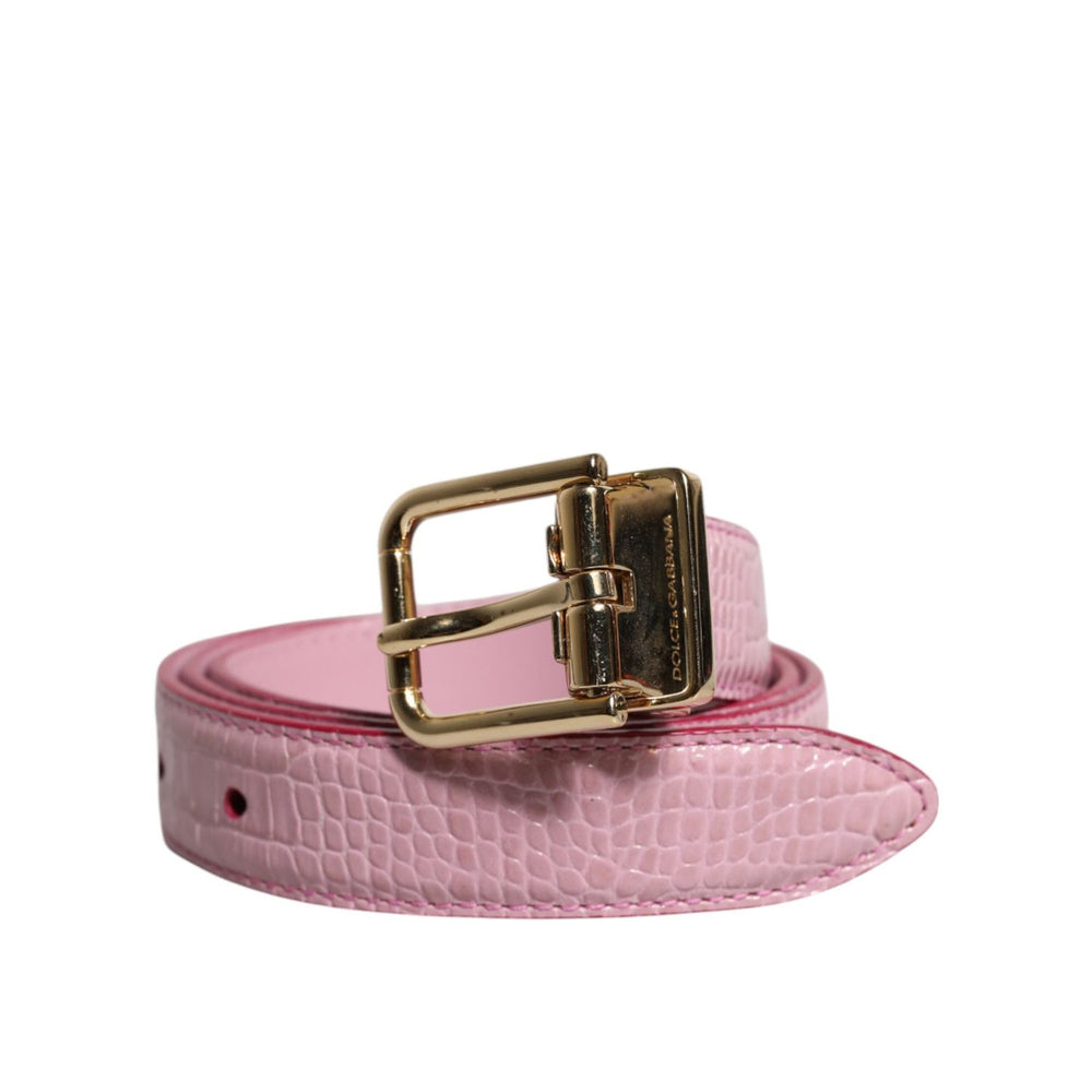 Dolce & Gabbana Pink Leather Gold Logo Metal Waist Buckle Belt WMB481-75