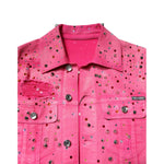 Dolce & Gabbana Pink Crystal Embellished Cotton Denim Jacket JKT41474-46