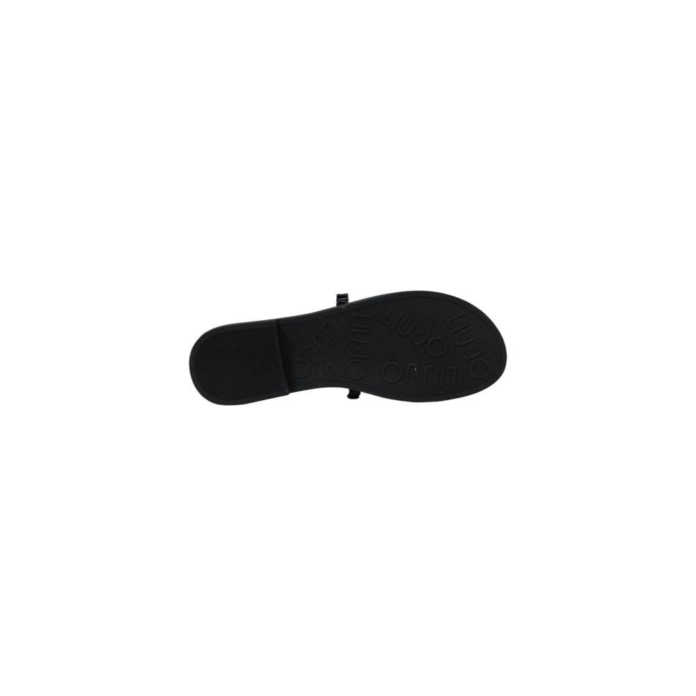 Bottom view of Liu Jo black and white polyethylene sandal showing non-slip sole.