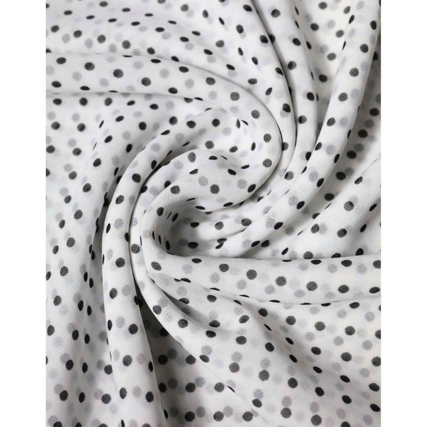 Dolce & Gabbana white polka dot polyester scarf, luxury wrap shawl, 120cm x 200cm, elegant design with black dots.