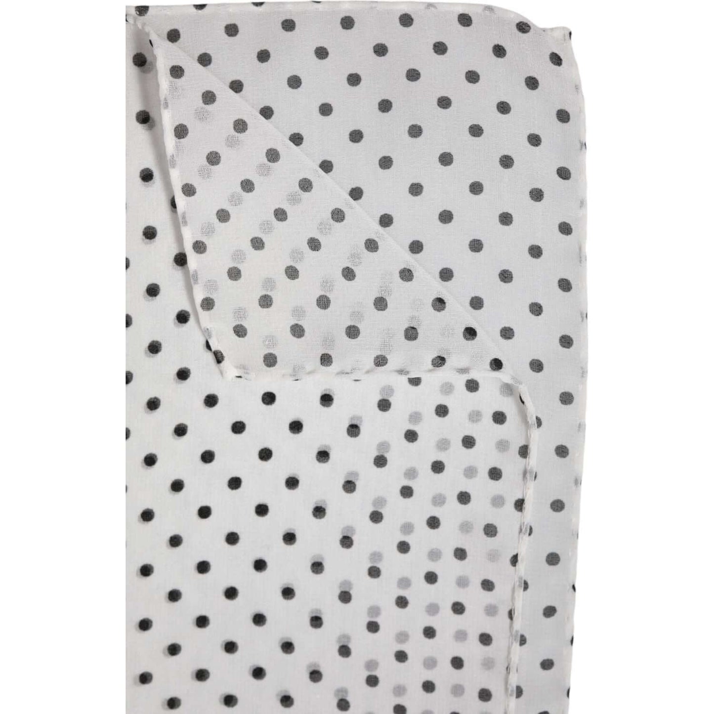 Dolce & Gabbana white polka dots polyester wrap shawl, black dots, 120x200cm, made in Italy, women's fashion accessory.