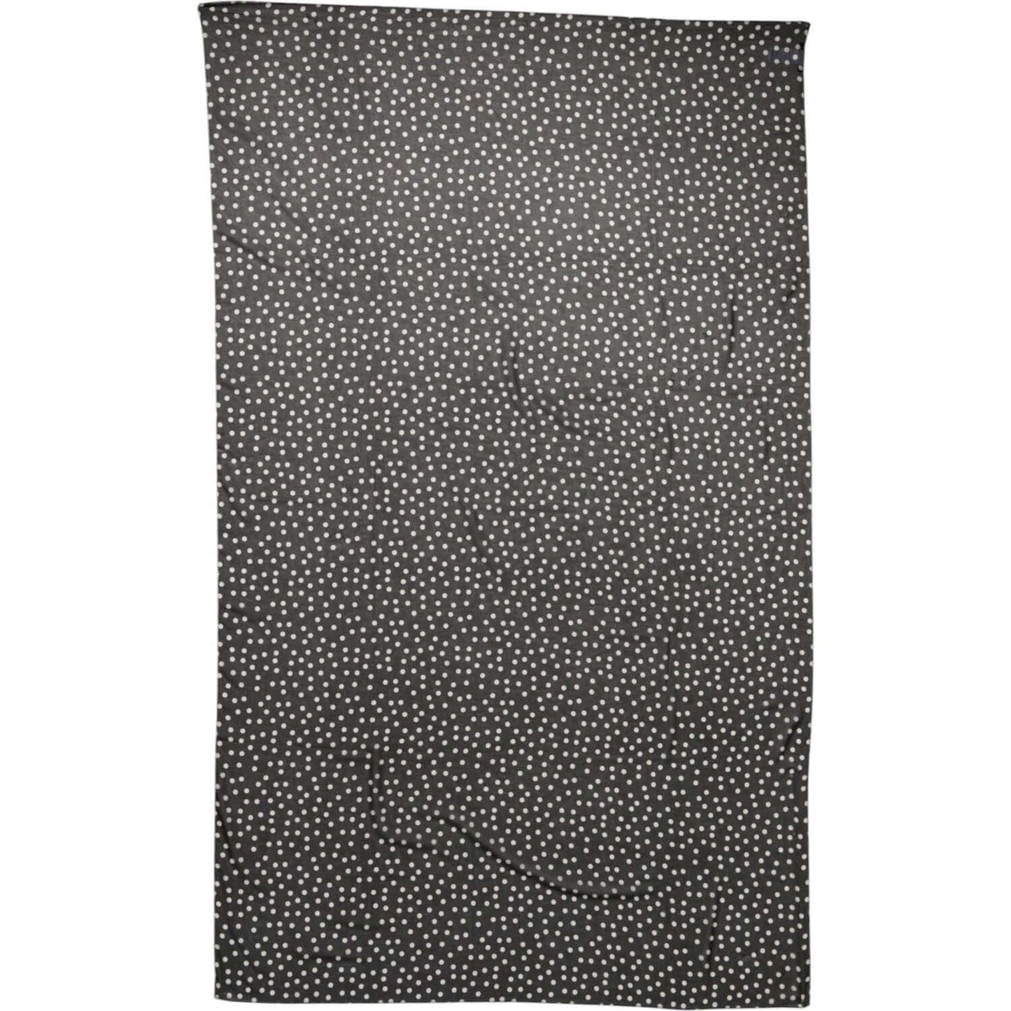 Dolce & Gabbana black polka dot polyester wrap shawl scarf with white dots, size 120cm x 200cm, made in Italy.