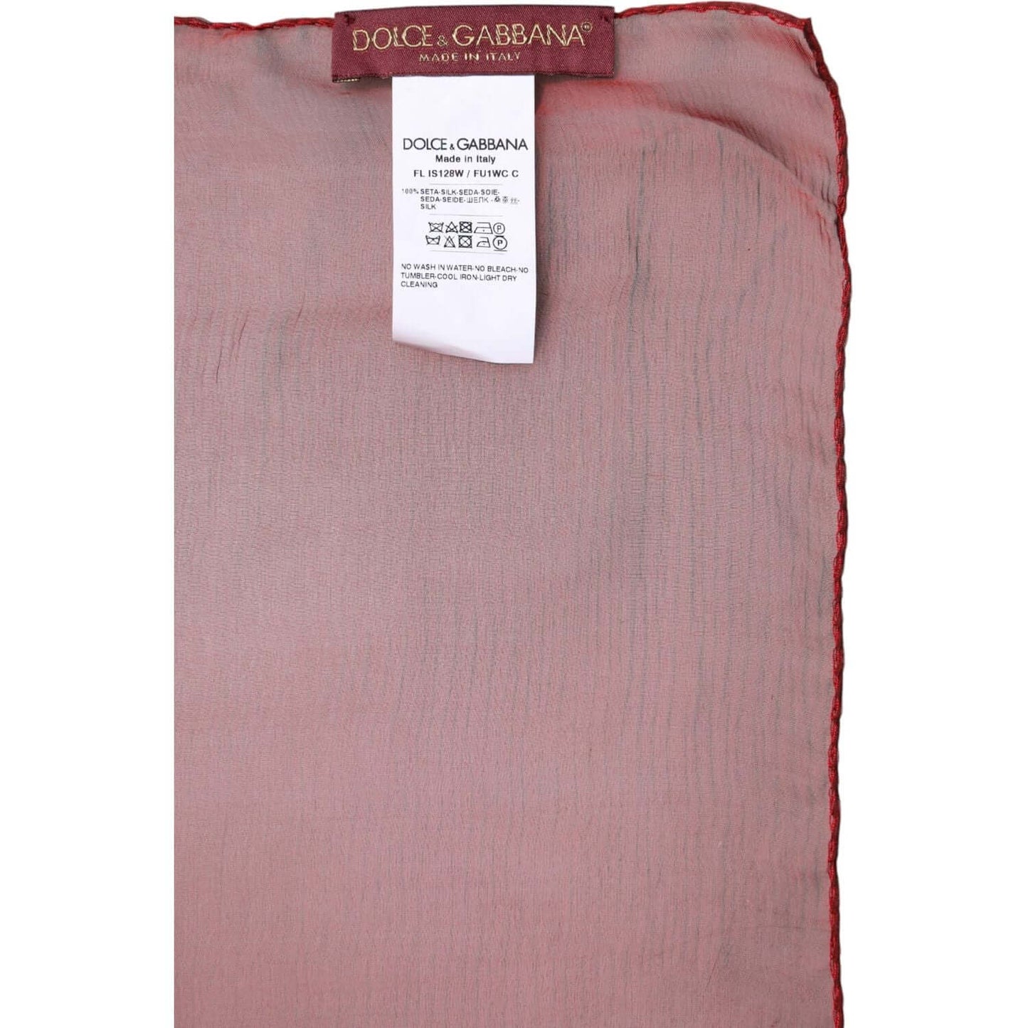 Dolce & Gabbana red silk wrap shawl scarf with logo tag, 100% authentic, made in Italy.
