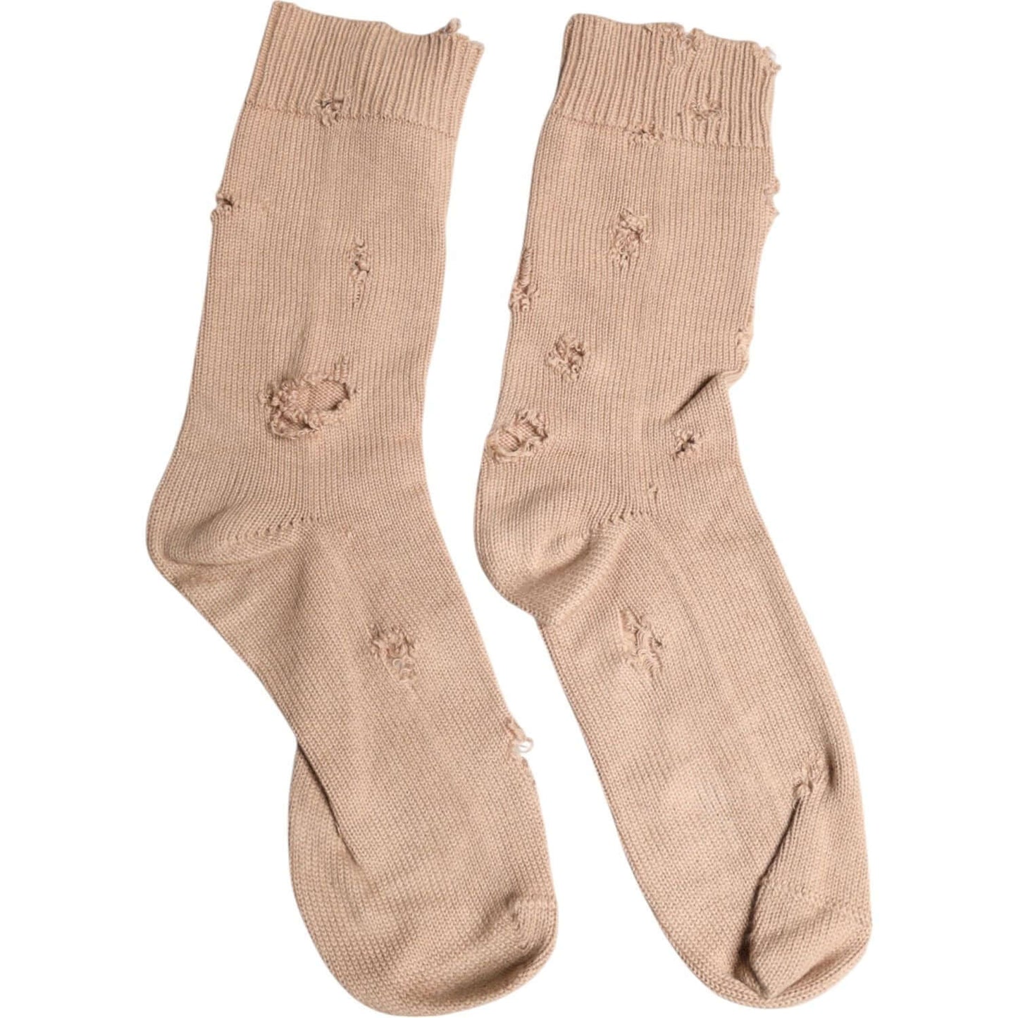Dolce & Gabbana beige mid calf men's socks with logo detail, made in Italy, stylish and authentic