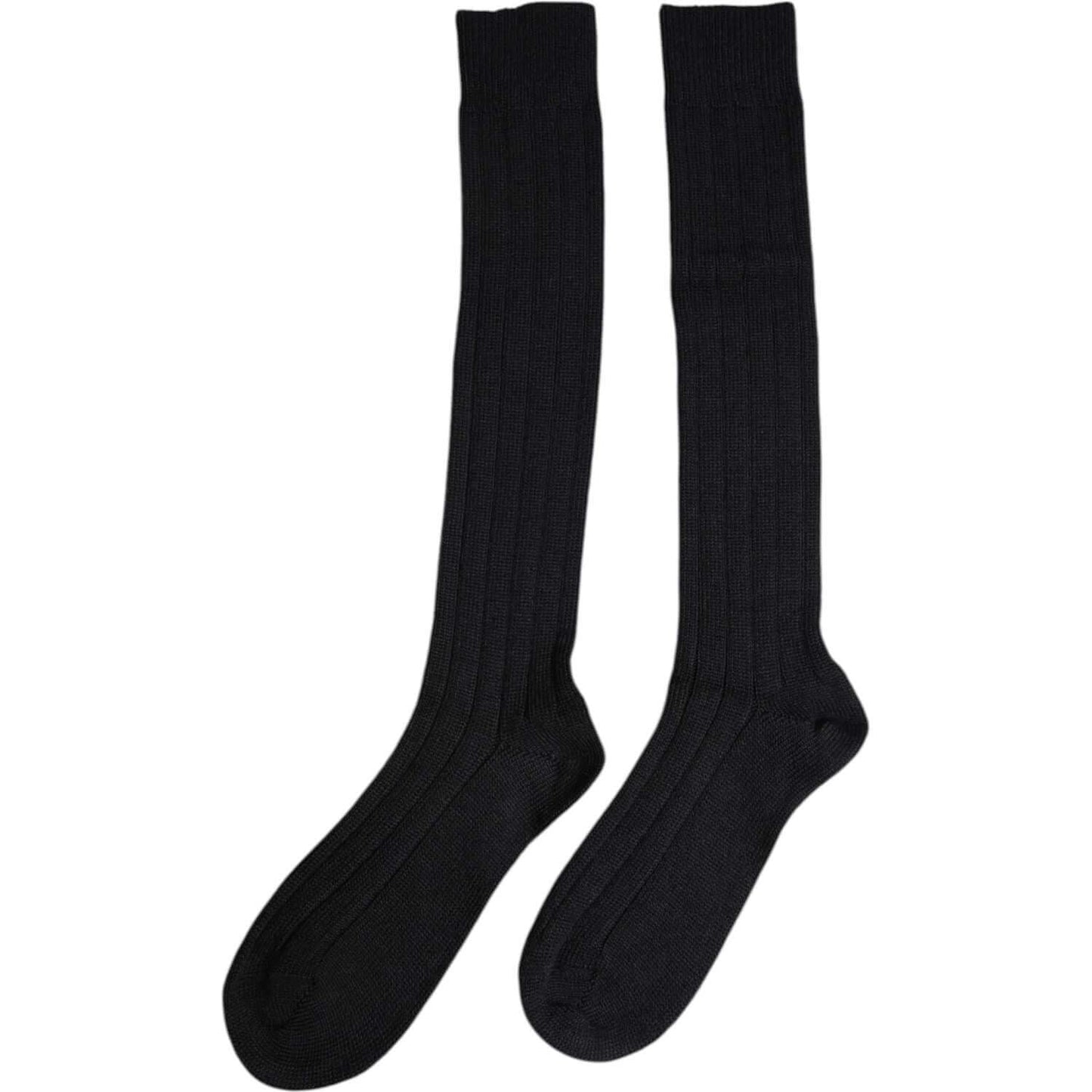 Dolce & Gabbana Black DG Logo Over The Calf Socks for Men, Wool Blend, Made in Italy