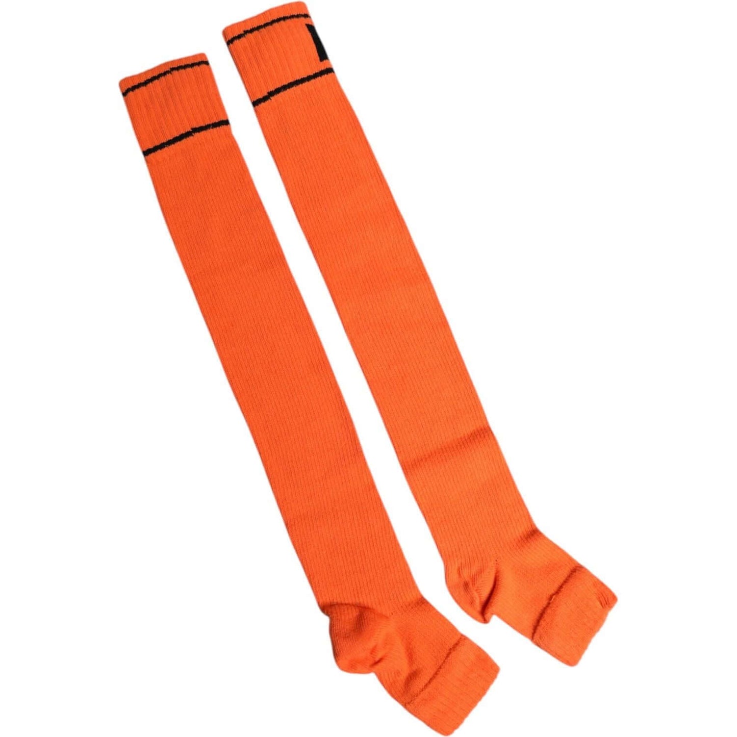 Dolce & Gabbana men's orange cotton open toe socks with DG logo, made in Italy, featuring a stylish and comfortable design.